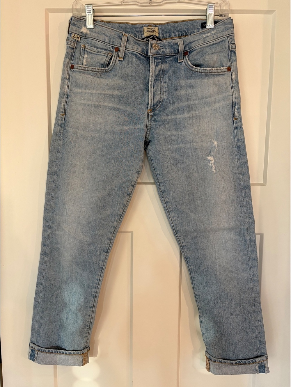 Citizens of Humanity Emerson Slim Boyfriend Jeans — Light Wash, Size 24